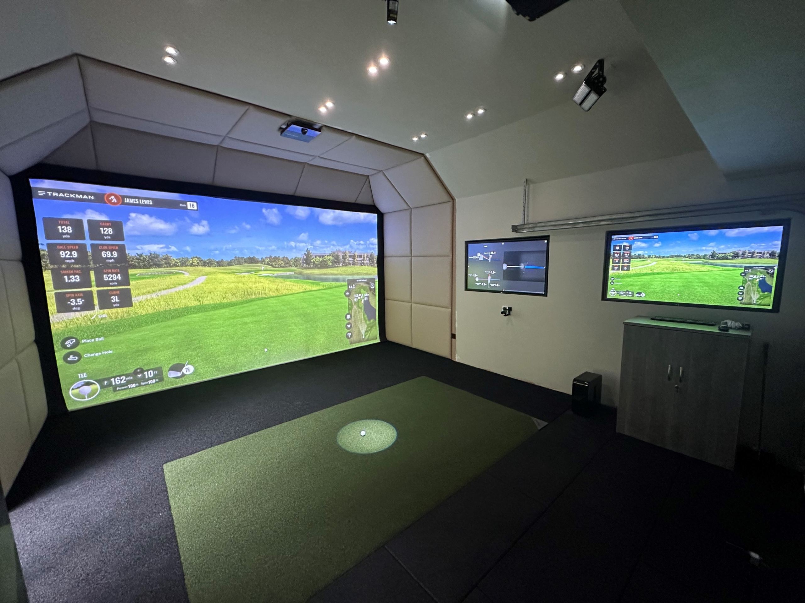 Trackman io Golf Simulator in a double garage conversion